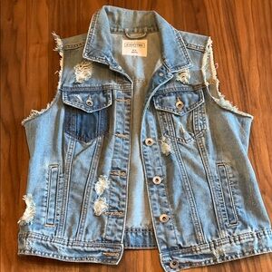 Distressed Denim Vest